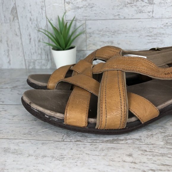 Merrell Basson Slingback Tan Leather Strappy Sandals Womens‎ Size 10 / J46246 - Picture 3 of 11